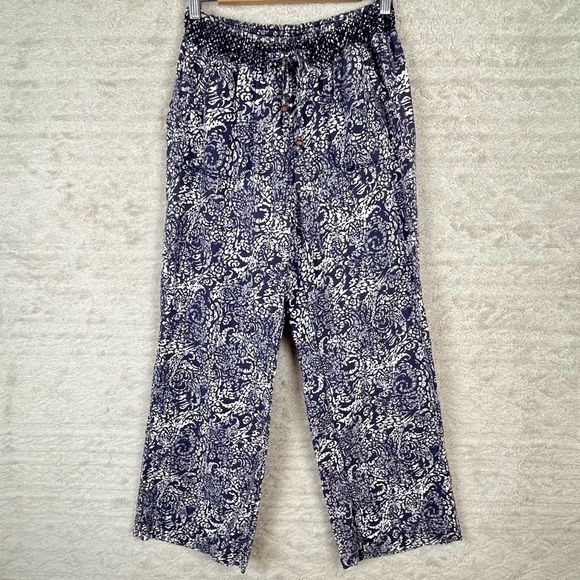 Linen Pull-On Pants Size Large Blue Batik by Sound/Style - Picture 1 of 11